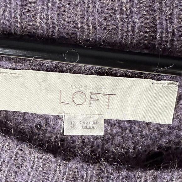 Loft Sweater Pullover Women S Small Purple Knit Long Sleeve Wool Round Neck - Picture 3 of 7